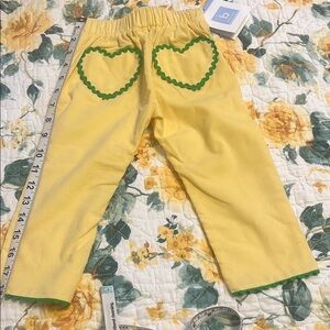 Bella Bliss 2T Yellow Thin Corduroy Bottoms with Heart back pockets!